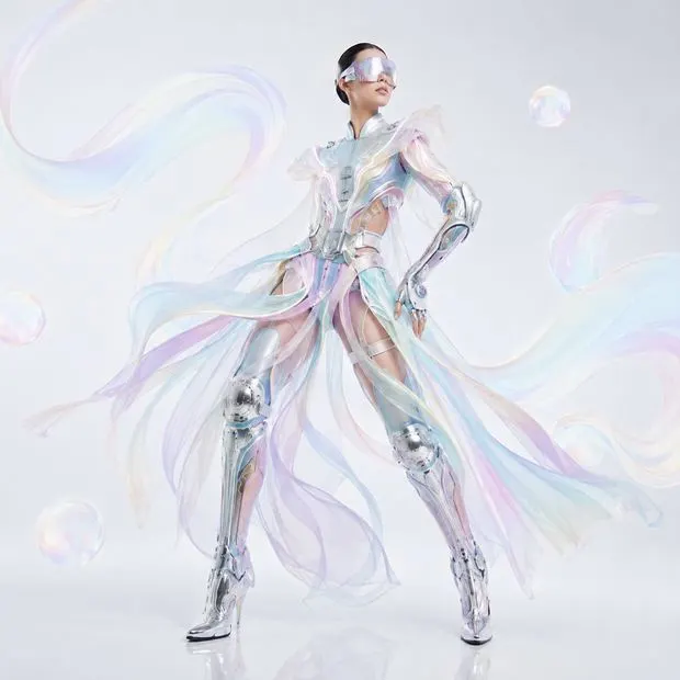Enhanced fashion look — iridescent couture